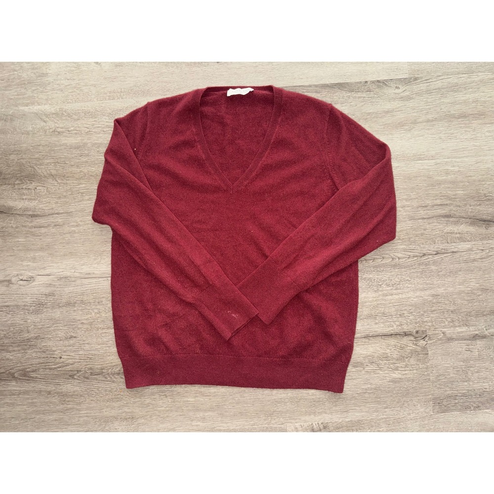 Everlane Women's 99% Cashmere Maroon Crew Neck Sweater, XL